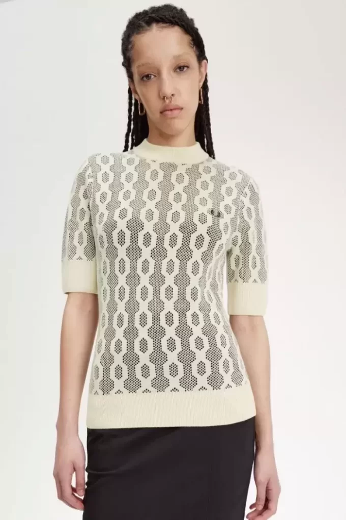 Open-Knit Short Sleeve Women’s Jumper