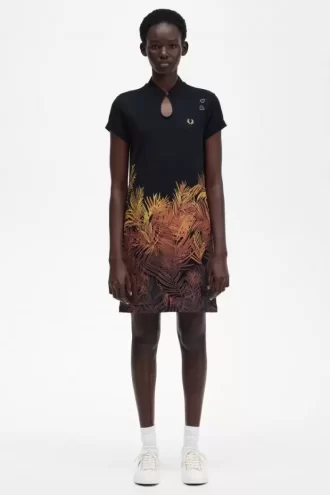 Palm Print Piqué Women’s Dress