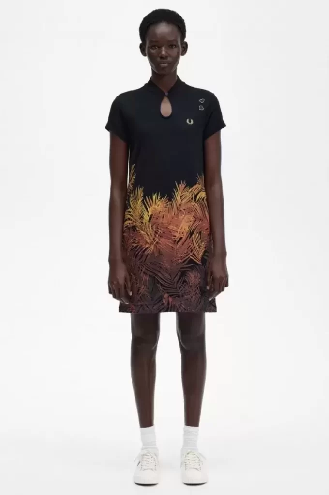 Palm Print Piqué Women’s Dress