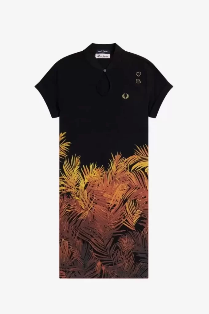Palm Print Piqué Women’s Dress