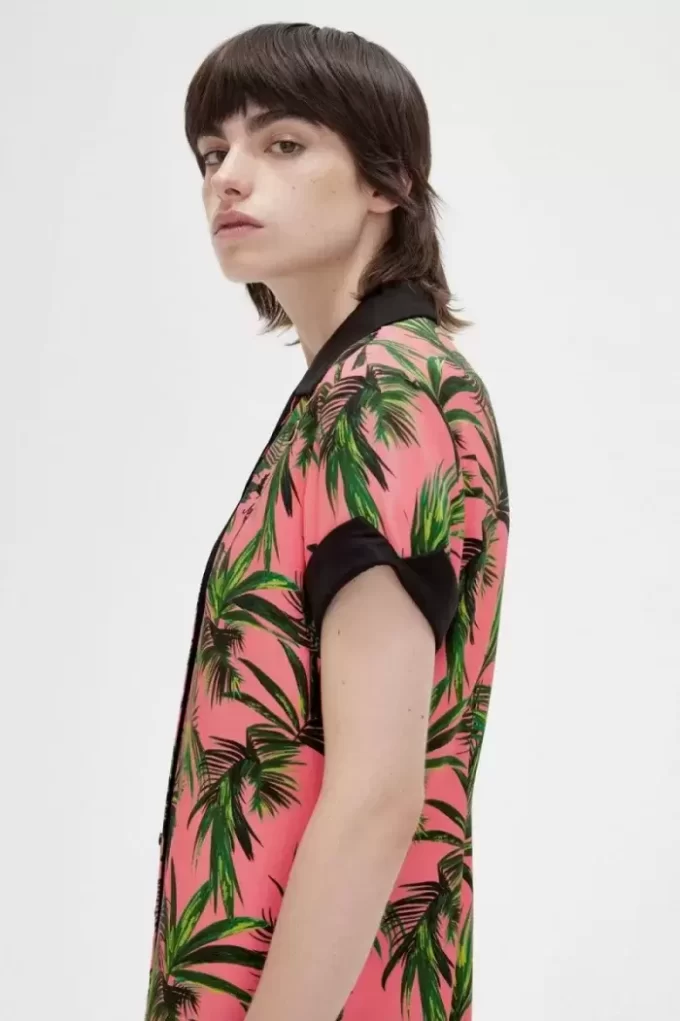 Palm Print Shirt Women’s Dress