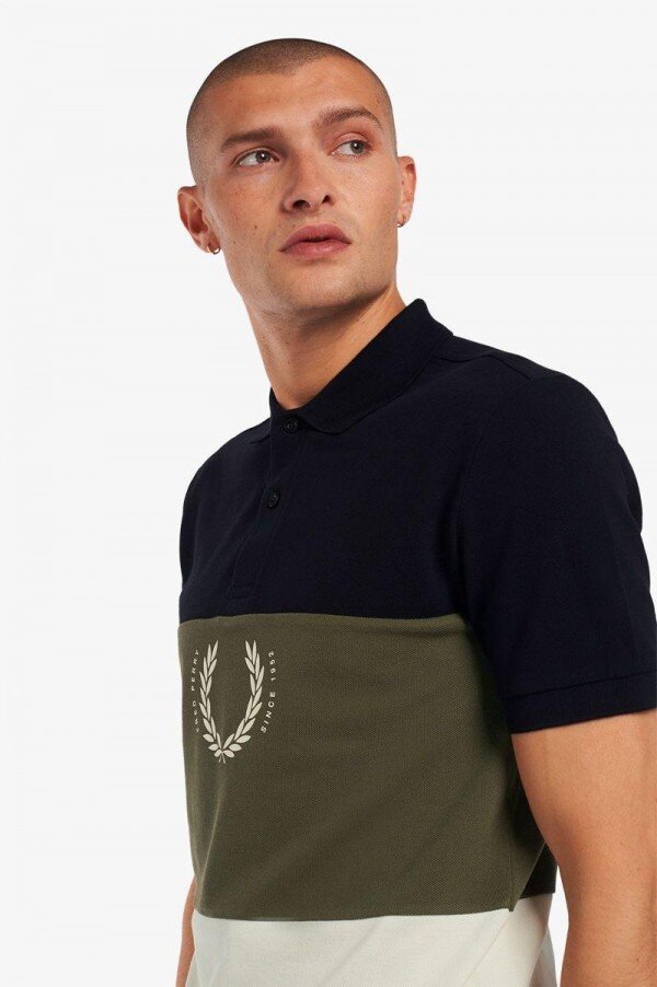 Printed Colour Block Polo Shirts Printed Colour Block Polo Shirts