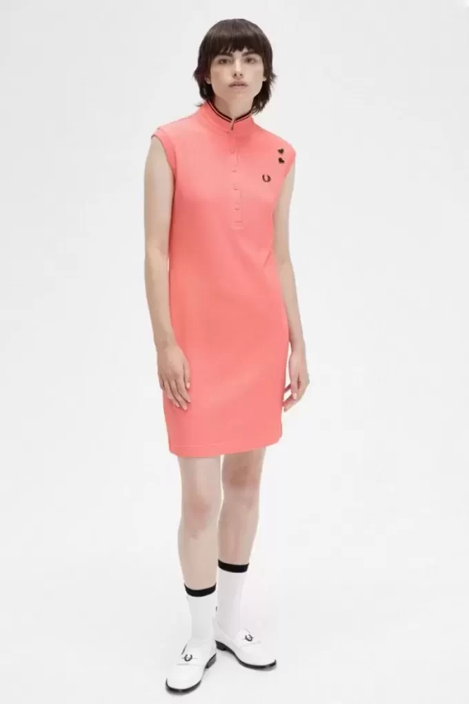 Printed Trim Piqué Women’s Dress