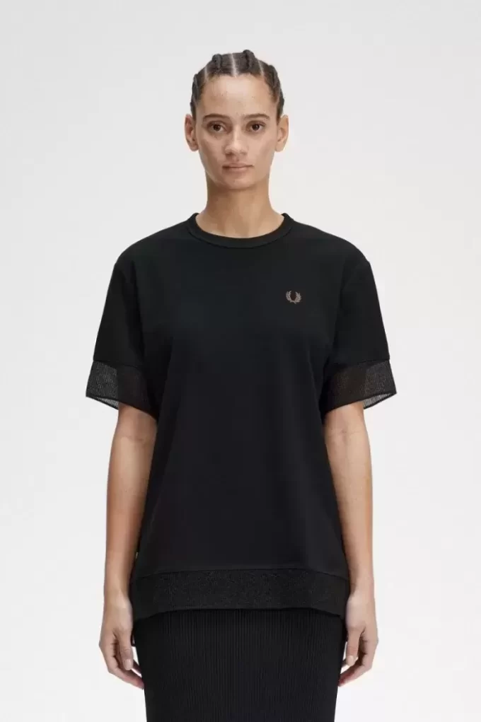 Sheer Trim Piqué Women’s T-Shirt
