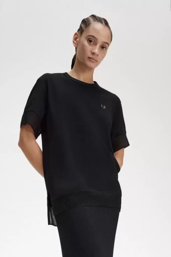Sheer Trim Piqué Women’s T-Shirt