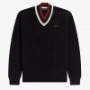 Striped V-Neck Jumper Knitwear Striped V-Neck Jumper Knitwear