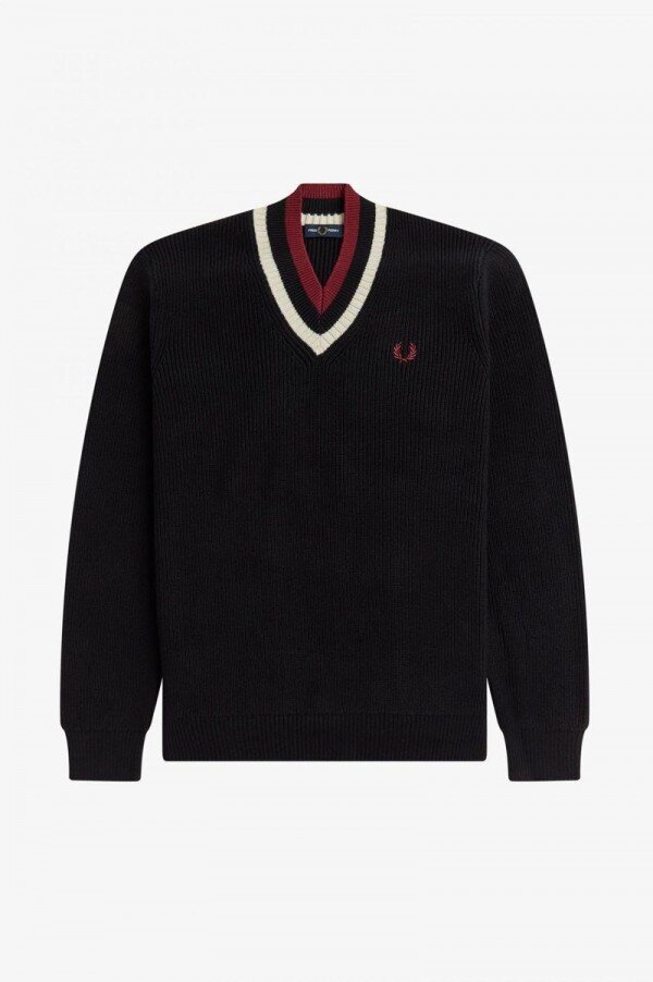 Striped V-Neck Jumper Knitwear Striped V-Neck Jumper Knitwear