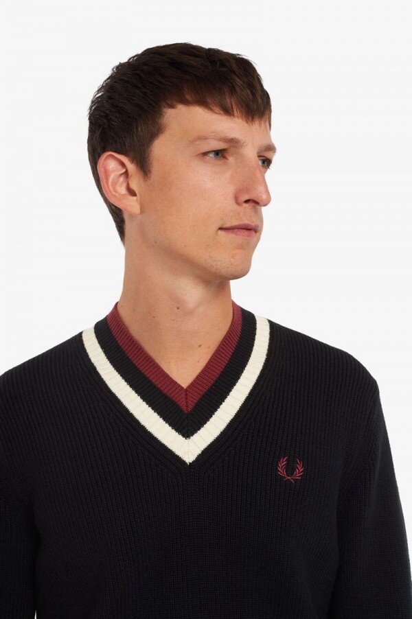 Striped V-Neck Jumper Knitwear Striped V-Neck Jumper Knitwear