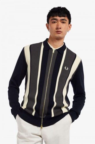 Striped Zip-Through Cardigan Knitwear