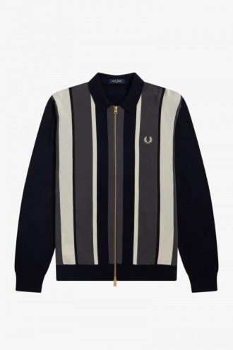Striped Zip-Through Cardigan Knitwear