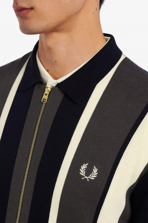 Striped Zip-Through Cardigan Knitwear Striped Zip-Through Cardigan Knitwear