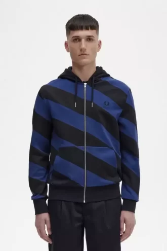 Striped Zip-Through Hooded Men’s Sweatshirts