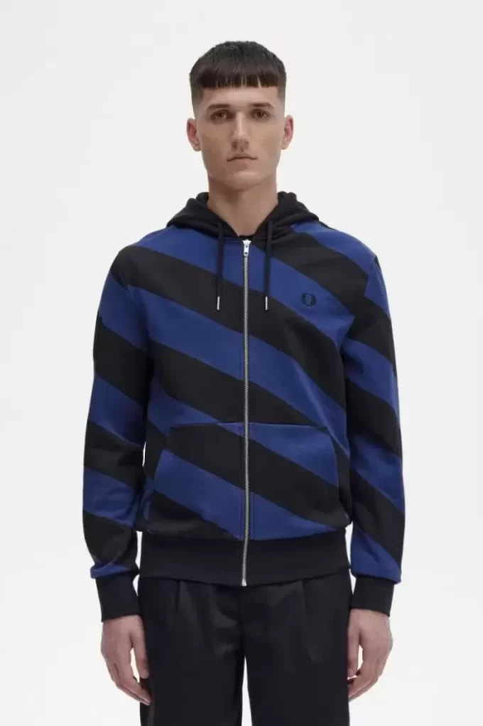 Striped Zip-Through Hooded Men’s Sweatshirts