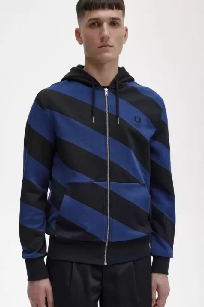 Striped Zip-Through Hooded Men’s Sweatshirts
