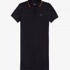Tartan Panel Piqué Dress