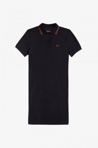Tartan Panel Piqué Dress