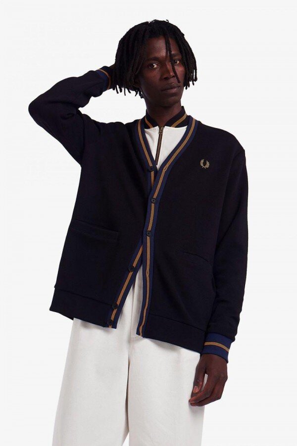 Tipped Piqué Textured Cardigan Knitwear Tipped Piqué Textured Cardigan Knitwear