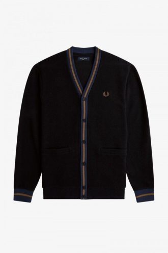 Tipped Piqué Textured Cardigan Knitwear Tipped Piqué Textured Cardigan Knitwear