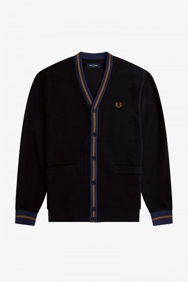 Tipped Piqué Textured Cardigan Knitwear Tipped Piqué Textured Cardigan Knitwear