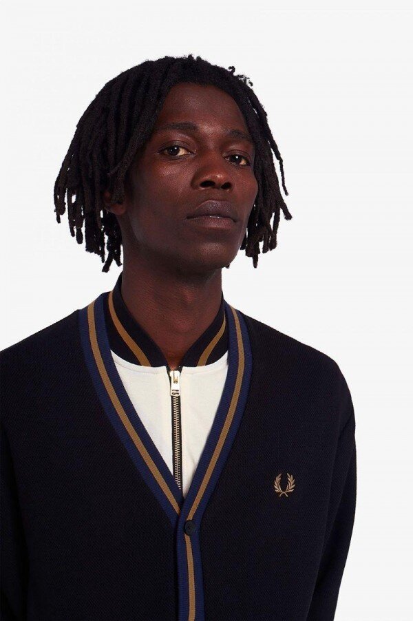 Tipped Piqué Textured Cardigan Knitwear Tipped Piqué Textured Cardigan Knitwear