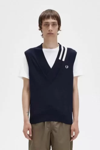 Tipped V-Neck Knitted Men’s Tanks