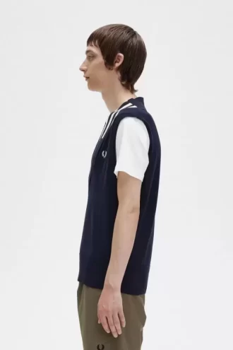 Tipped V-Neck Knitted Men’s Tanks