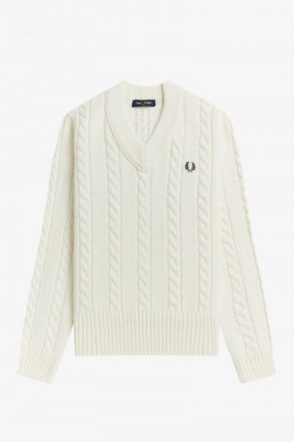 V-Neck Cable Knit Jumper Knitwear