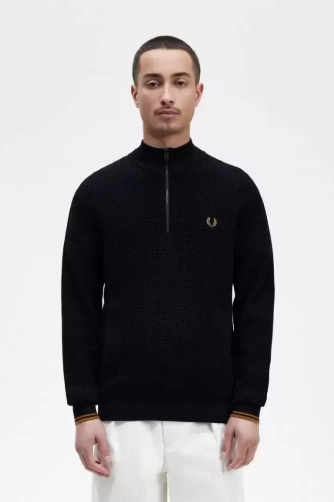 Waffle Stitch Half Zip Men’s Jumper Waffle Stitch Half Zip Men’s Jumper