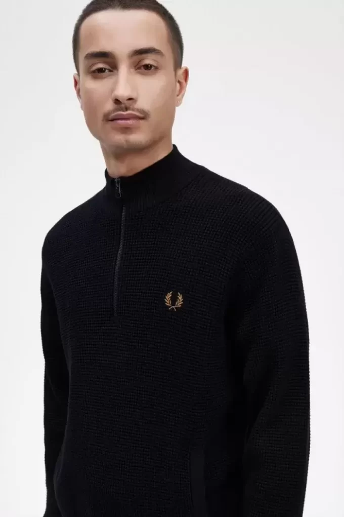 Waffle Stitch Half Zip Men’s Jumper Waffle Stitch Half Zip Men’s Jumper