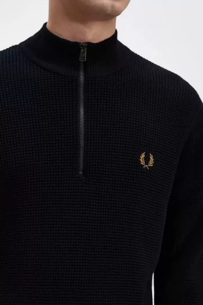 Waffle Stitch Half Zip Men’s Jumper Waffle Stitch Half Zip Men’s Jumper