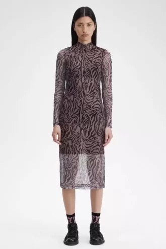 Zebra Print Mesh Women’s Dress